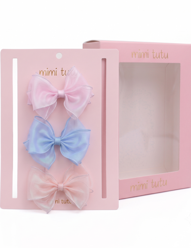 kids atelier Mimi Tutu Multicolor Glitter Bow Hair Clip Set