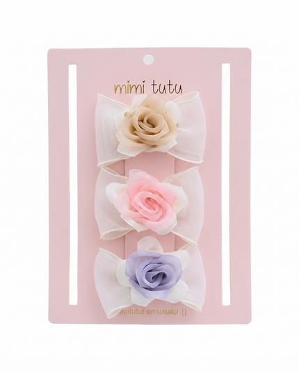 kids atelier mimi tutu Multicolor Rose Accent Bow Set