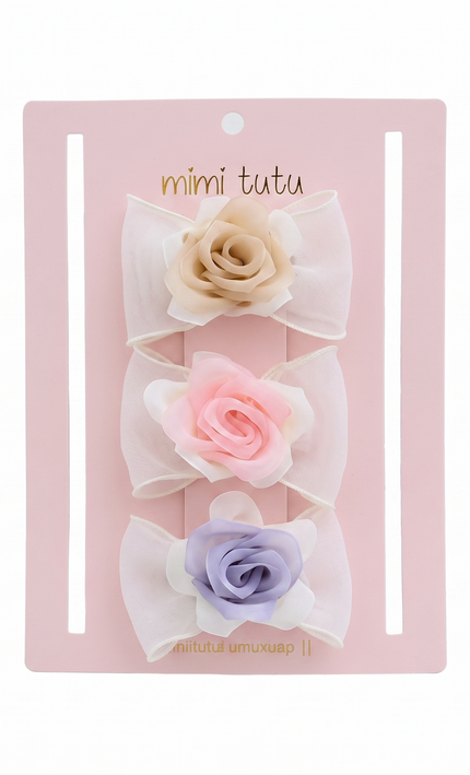 kids atelier mimi tutu Multicolor Rose Accent Bow Set