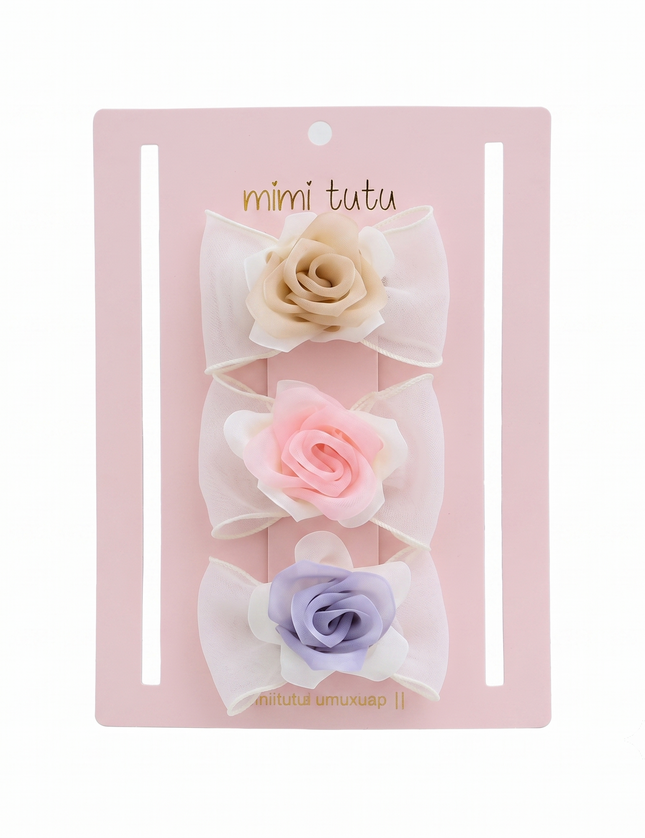 kids atelier mimi tutu Multicolor Rose Accent Bow Set