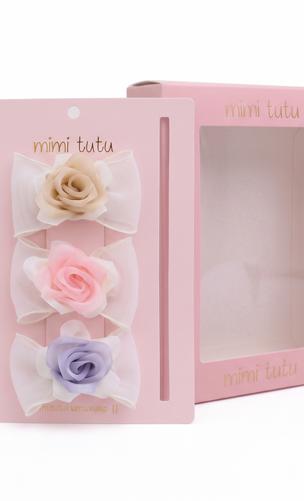kids atelier mimi tutu Multicolor Rose Accent Bow Set