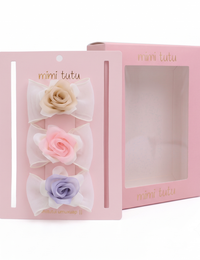 kids atelier mimi tutu Multicolor Rose Accent Bow Set