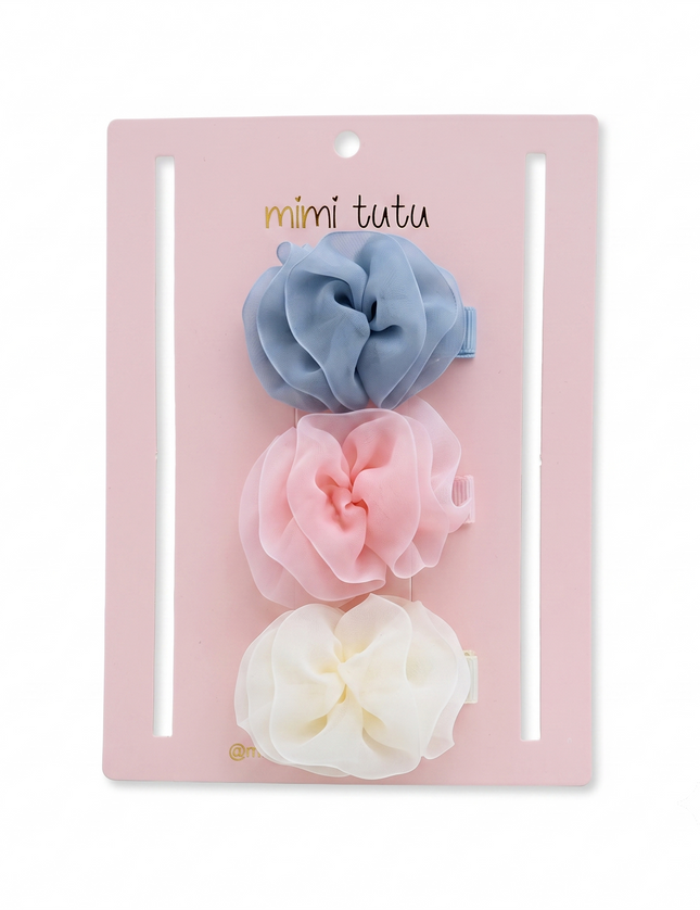 kids atelier mimi tutu Multicolor tulle Bow Hair Clip Set