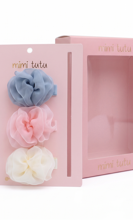 kids atelier mimi tutu Multicolor tulle Bow Hair Clip Set