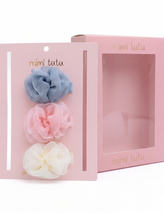 kids atelier mimi tutu Multicolor tulle Bow Hair Clip Set