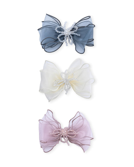 kids atelier mimi tutu Multicolor Beaded Bow Clip Set