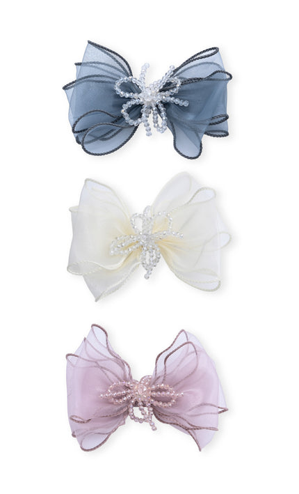 kids atelier mimi tutu Multicolor Beaded Bow Clip Set