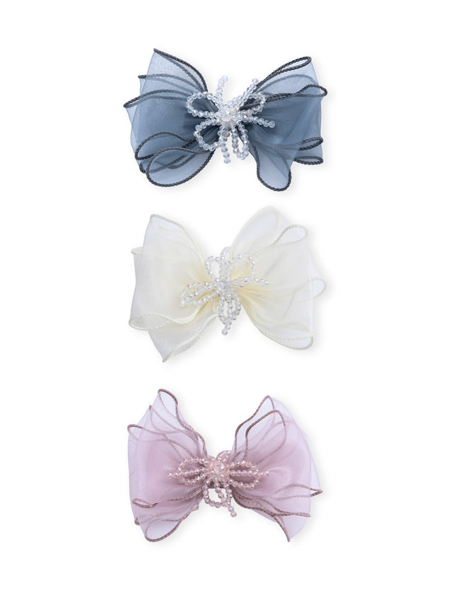 kids atelier mimi tutu Multicolor Beaded Bow Clip Set