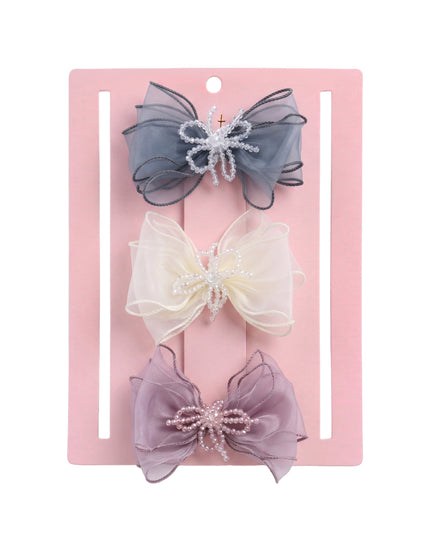 kids atelier mimi tutu Multicolor Beaded Bow Clip Set