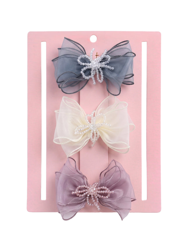 kids atelier mimi tutu Multicolor Beaded Bow Clip Set