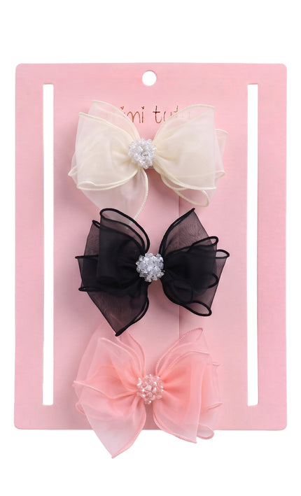 kids atelier mimi tutu Multicolor Crystal Accent Bow Set  