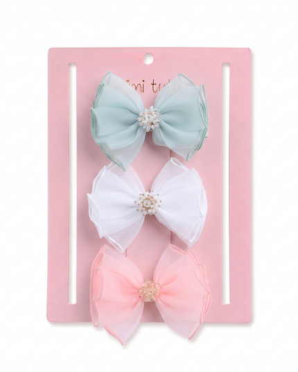 kids atelier mimi tutu Multicolor Pearl Cluster Bow Clip Set