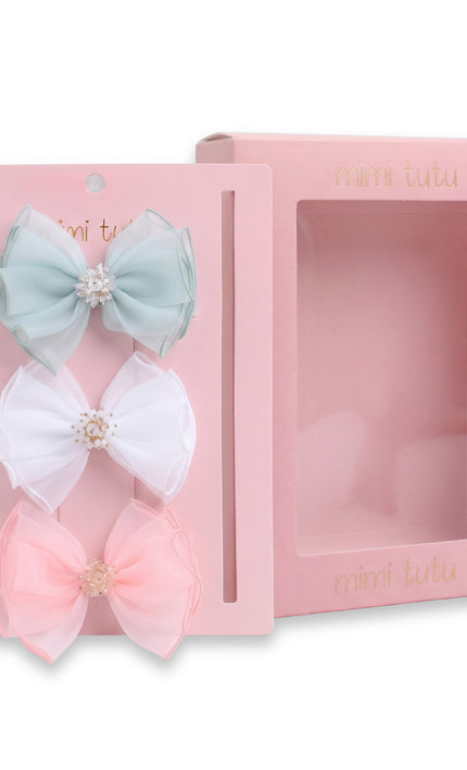 kids atelier mimi tutu Multicolor Pearl Cluster Bow Clip Set