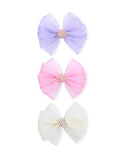 kids atelier mimi tutu Multicolor Pearl Cluster Bow Clip Set