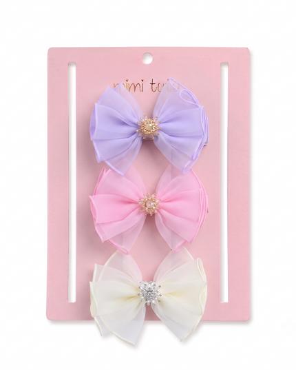 kids atelier mimi tutu Multicolor Pearl Cluster Bow Clip Set