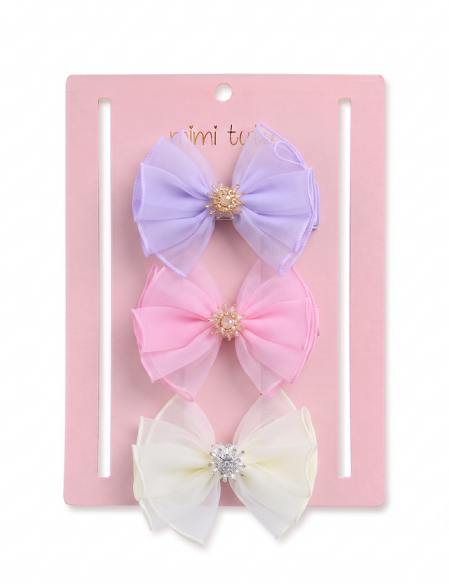 kids atelier mimi tutu Multicolor Pearl Cluster Bow Clip Set