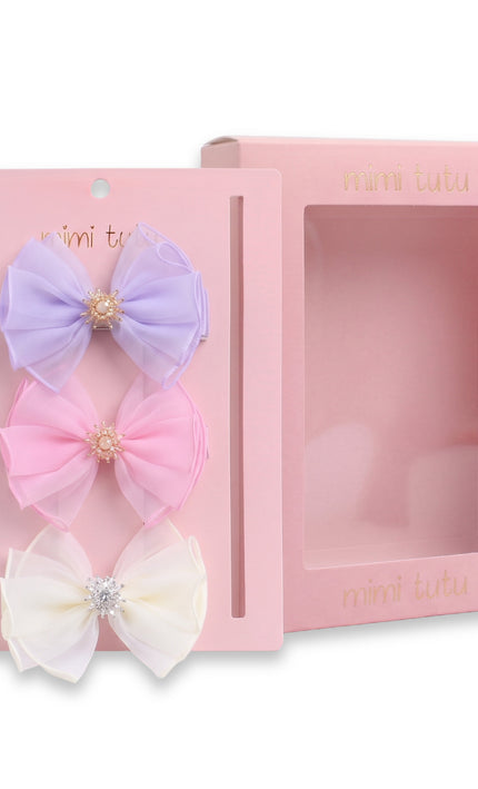 kids atelier mimi tutu Multicolor Pearl Cluster Bow Clip Set