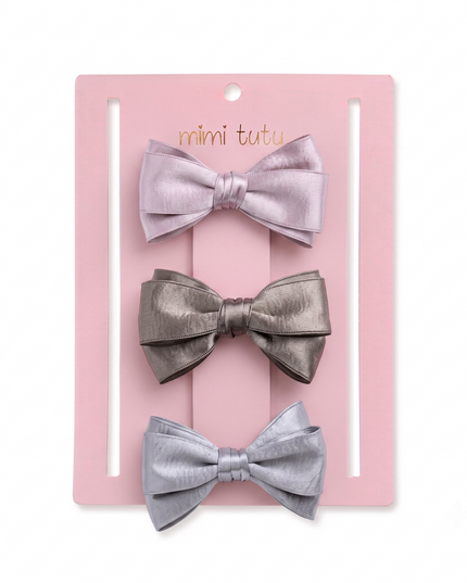 kids atelier mimi tutu Multicolor Classic Satin Bow Hair Clip Set