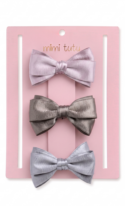 kids atelier mimi tutu Multicolor Classic Satin Bow Hair Clip Set