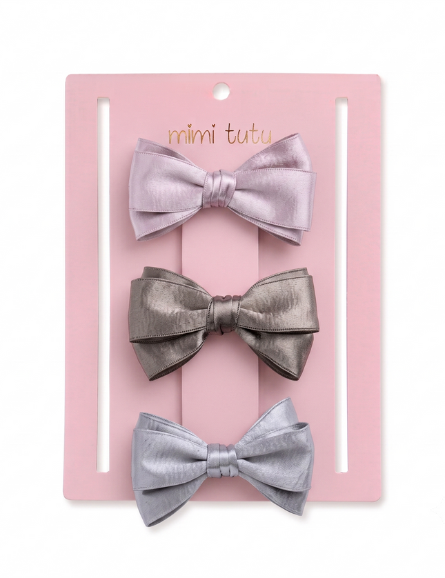 kids atelier mimi tutu Multicolor Classic Satin Bow Hair Clip Set