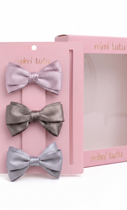 kids atelier mimi tutu Multicolor Classic Satin Bow Hair Clip Set