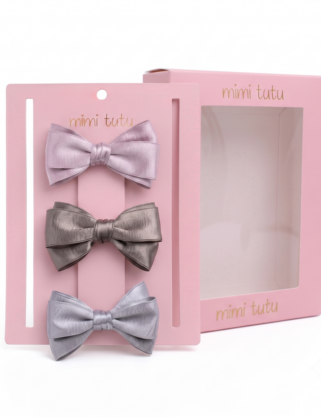 kids atelier mimi tutu Multicolor Classic Satin Bow Hair Clip Set