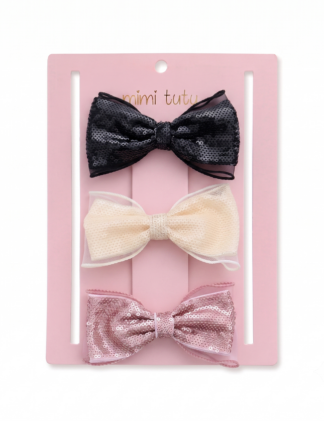 kids atelier mimi tutu Multicolor Sequin Bow Clip Set