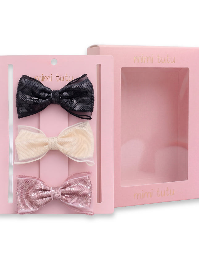kids atelier mimi tutu Multicolor Sequin Bow Clip Set