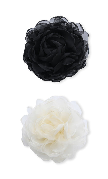 kids atelier mimi tutu Black Tulle Flower Hair Clip Duo