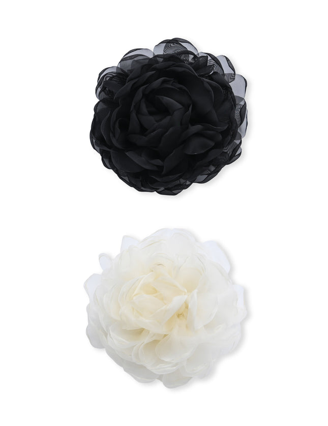 kids atelier mimi tutu Black Tulle Flower Hair Clip Duo