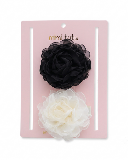kids atelier mimi tutu Black Tulle Flower Hair Clip Duo