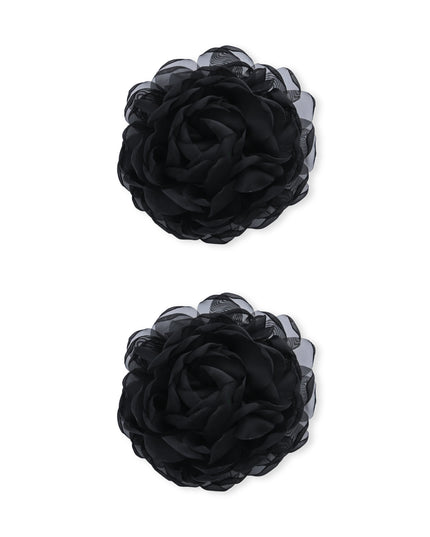 kids atelier mimi tutu Black Tulle Flower Hair Clip Duo