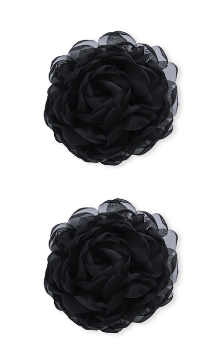 kids atelier mimi tutu Black Tulle Flower Hair Clip Duo