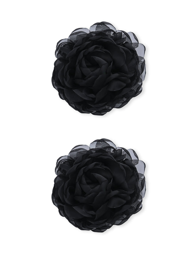 kids atelier mimi tutu Black Tulle Flower Hair Clip Duo