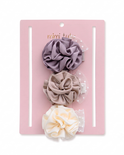 kids atelier mimi tutu Multicolor Bloom Hair Pin Trio