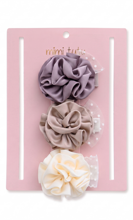 kids atelier mimi tutu Multicolor Bloom Hair Pin Trio