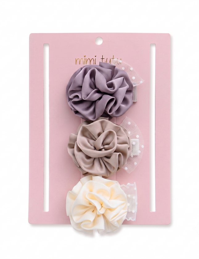kids atelier mimi tutu Multicolor Bloom Hair Pin Trio