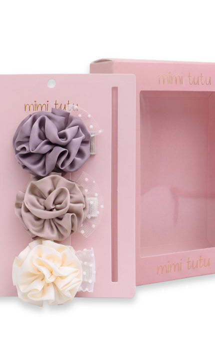 kids atelier mimi tutu Multicolor Bloom Hair Pin Trio