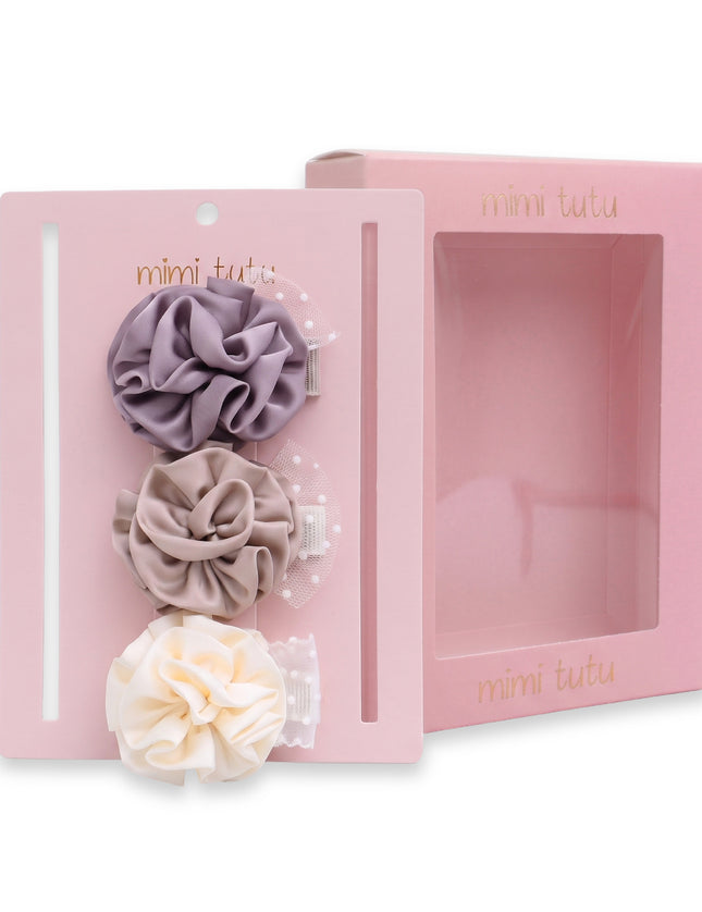 kids atelier mimi tutu Multicolor Bloom Hair Pin Trio