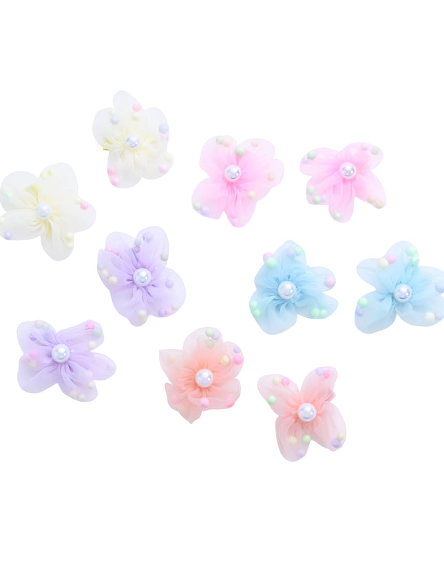 kids atelier mimi tutu Sheer Petal Flower Hair Clip Set
