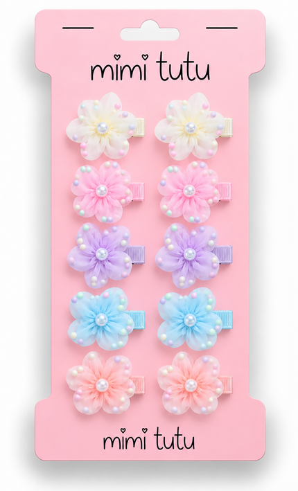 kids atelier mimi tutu Sheer Petal Flower Hair Clip Set