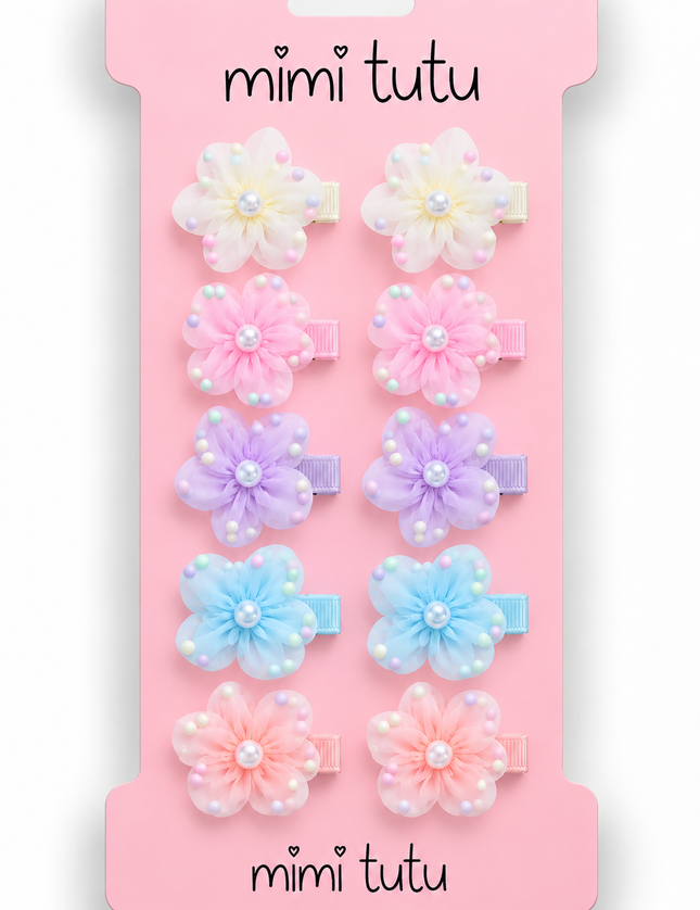 kids atelier mimi tutu Sheer Petal Flower Hair Clip Set