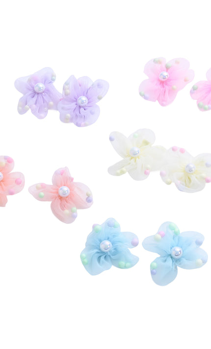 kids atelier mimi tutu Sheer Petal Flower Hair Clip Set