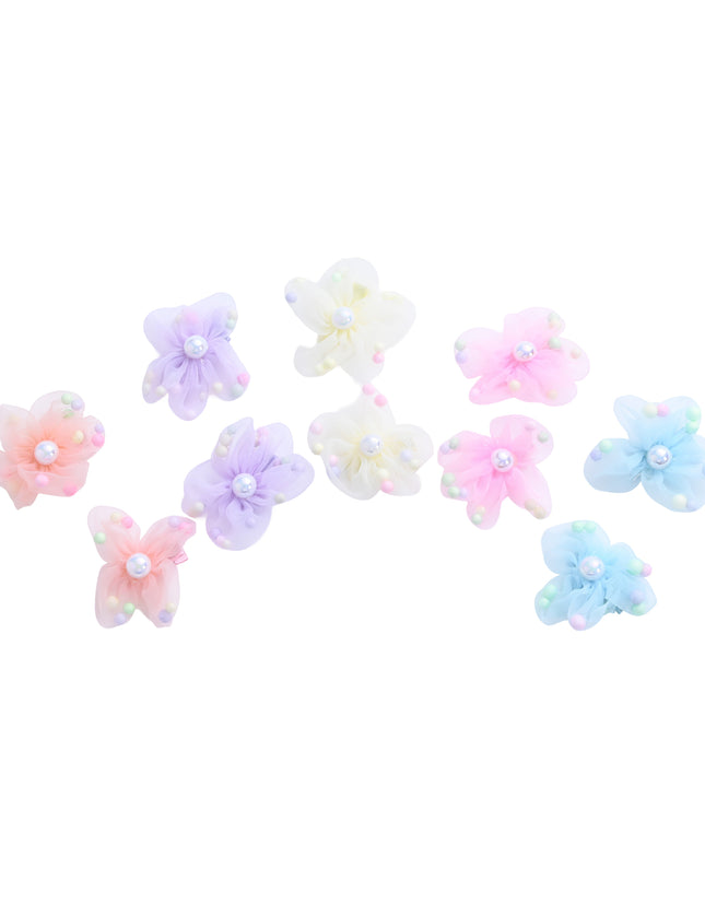 kids atelier mimi tutu Sheer Petal Flower Hair Clip Set