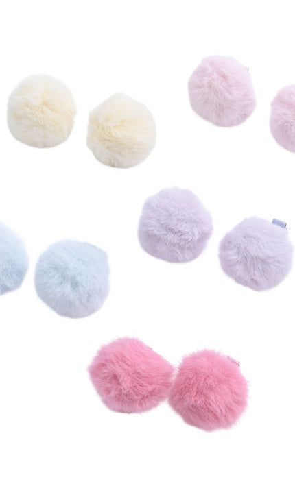 kids atelier mimi tutu Fluffy Pom-Pom Hair Clip Set