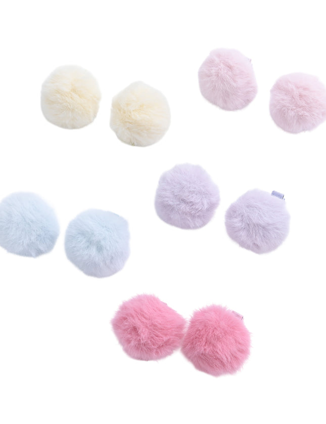 kids atelier mimi tutu Fluffy Pom-Pom Hair Clip Set