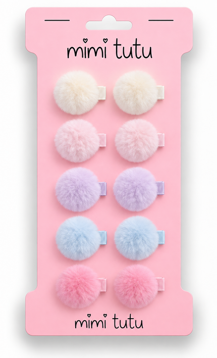 kids atelier mimi tutu Fluffy Pom-Pom Hair Clip Set