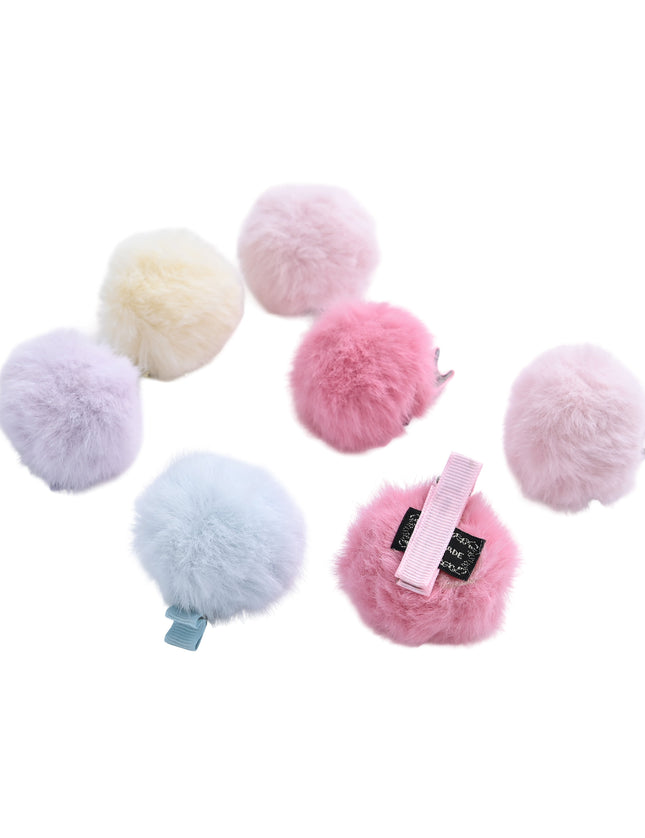 kids atelier mimi tutu Fluffy Pom-Pom Hair Clip Set
