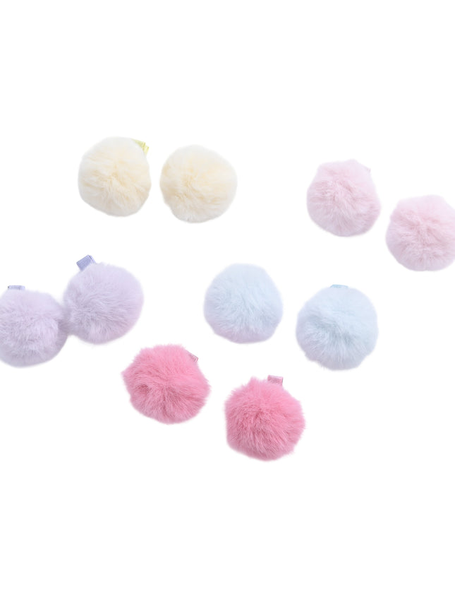 kids atelier mimi tutu Fluffy Pom-Pom Hair Clip Set
