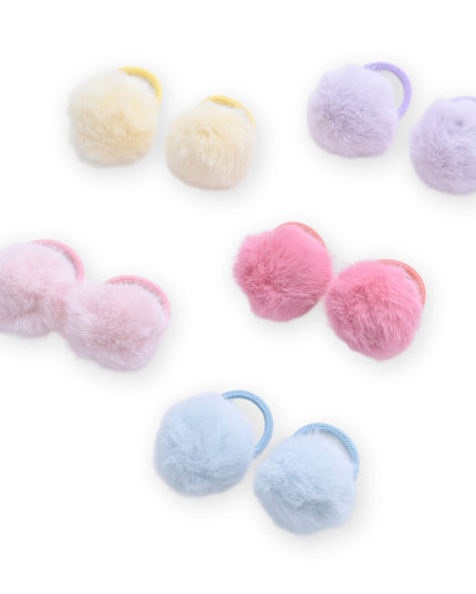 kids atelier mimi tutu Fluffy Pom-Pom Hair Tie Set